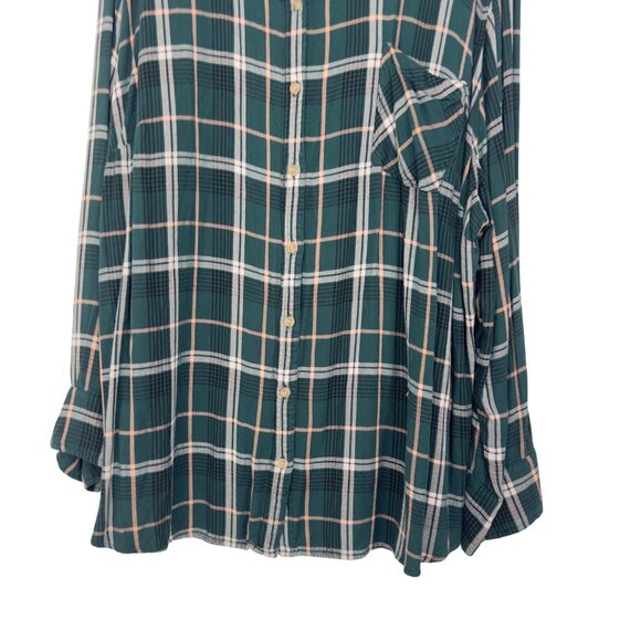 Ava & Viv Plus Size 4X Womens Green Plaid Button-Up Shirt 100% Rayon - Picture 9 of 10